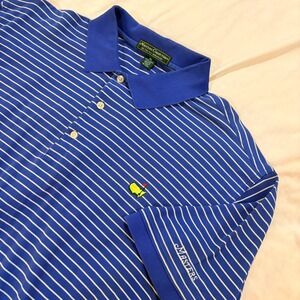 Masters Collection Blue White Striped Pima Cotton Golf Polo Shirt Mens XL